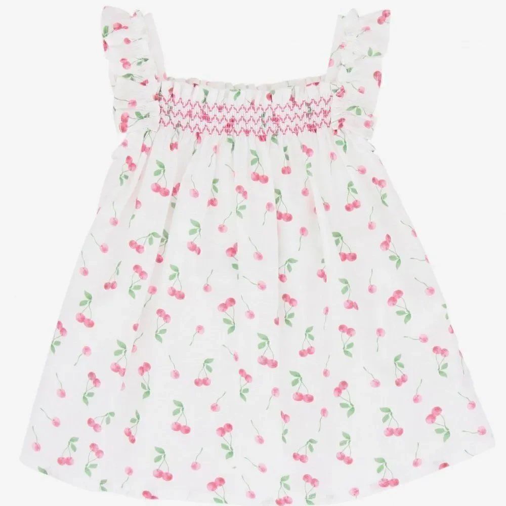 Paz Rodriguez Baby Girls Cherry Print Dress w/ Bloomers size 0-3 months